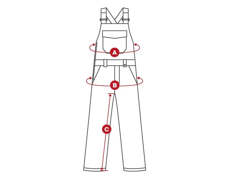 Snow BibPants Regular size chart