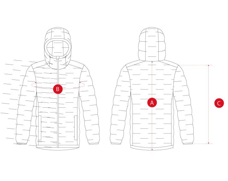 Hiking Jacket Lightweight man size chart